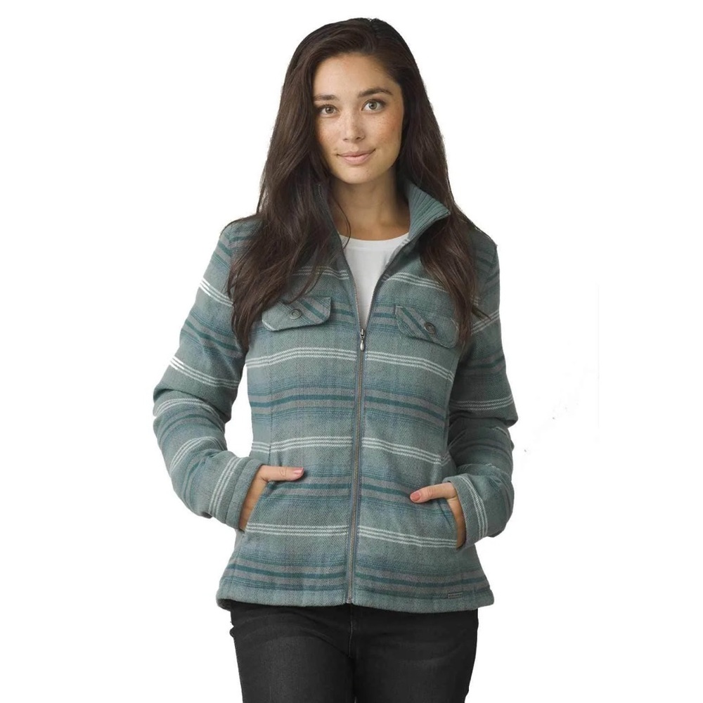 Prana Showdown Down Jacket Plaid Insulated Bayou Blue Medium